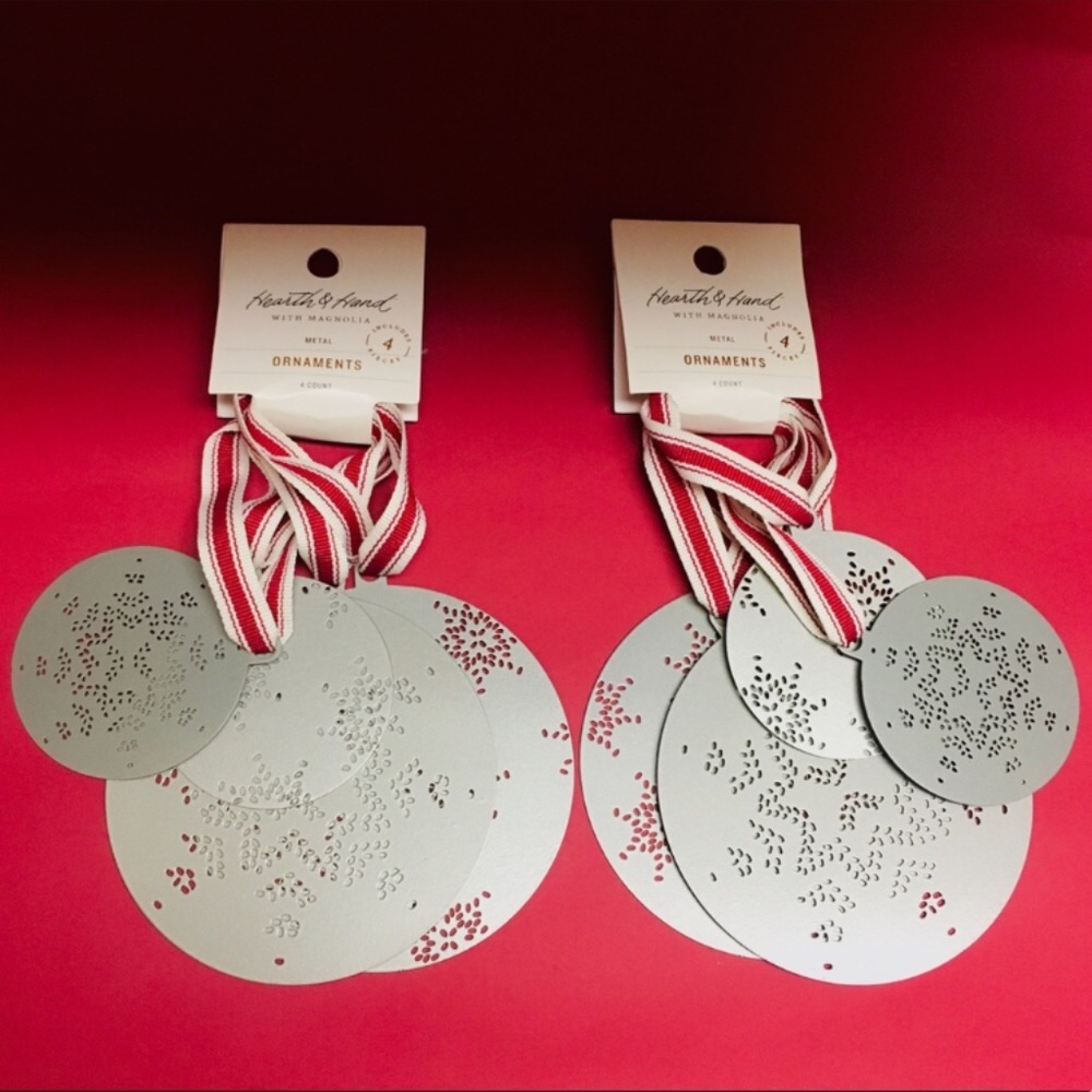2x Hearth and Hand With Magnolia Christmas Snowflake Ornament Set